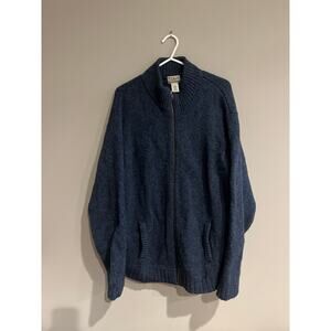 Vintage LL Bean Full Zip Sweater Made in Hong Kong 100% Shetland Wool Men's XL